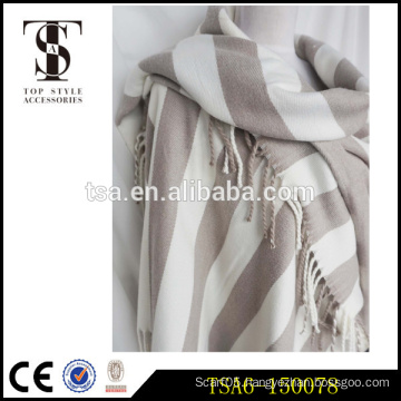 heavyweight scarves simple dual stripe beach towel winter poncho finished with tasselled trims                        
                                                Quality Choice